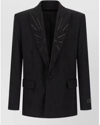 Balmain - Virgin Wool Crystal-Embellished Blazer - Lyst