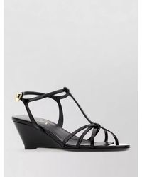 Prada - Leather Sandals Wedge Heel Open Toe - Lyst