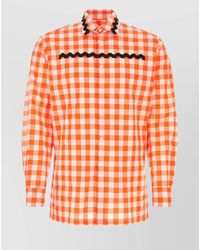 Prada - Embroidered Cotton Poplin Shirt - Lyst