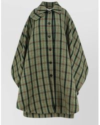 Chloé - Wool Checked Cape Coat - Lyst