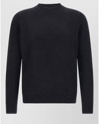 Zanone - Crew Neck Ribbed Knit Long Sleeve Sweater - Lyst