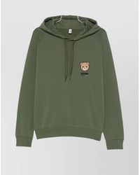 Moschino - Ribbed Cuff Cotton Hoodie - Lyst