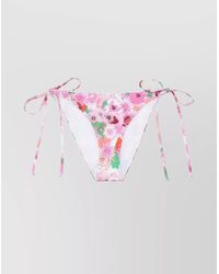 Ganni - Floral-Print String Bikini Bottoms - Lyst