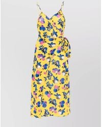 Coperni - Floral Print Spaghetti Strap Tie Waist Midi Dress - Lyst
