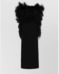 Sportmax - Feather-Trim Strapless Midi Dress - Lyst