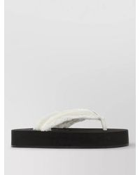 Balenciaga - Jet Leg Satin Thong Sandals Faux Fur - Lyst