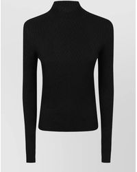 Victoria Beckham - Merino Wool Ribbed Mock Neck Long Sleeve Sweater - Lyst