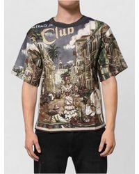 Dolce & Gabbana - Linen Graphic-Print Crew-Neck Short-Sleeve T-Shirt - Lyst