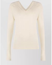 Calvin Klein - Wool V-Neck Sweater With Ribbed Knit - Lyst