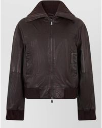 Pinko - Leather Jacket With Knit Inserts - Lyst