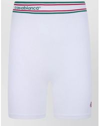 CASABLANCA - Ribbed Knit Shorts Featuring Striped Waistband - Lyst