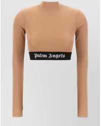 Palm Angels - Ribbed Slim-Fit Cropped Funnel-Neck Top - Lyst