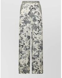 SIMONA CORSELLINI - High Waist Trousers Contrasting Waistband Floral Pattern - Lyst