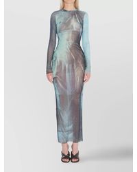 Jean Paul Gaultier - Sheer Water Print Long Sleeve Dress - Lyst