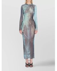Jean Paul Gaultier - Water Printed Slim-Fit Long-Sleeve Maxi Dress - Lyst