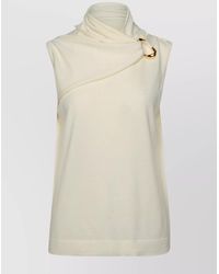 Jil Sander - Virgin Wool Draped Sleeveless Turtleneck Top - Lyst