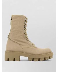 Prada - Canvas Lace Up Ankle Boots Chunky Sole - Lyst