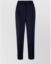 Prada - Trousers With Belt Loops And Cuffed Hem - Lyst