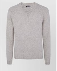 ZEGNA - Cashmere And Wool V-Neck Jumper - Lyst