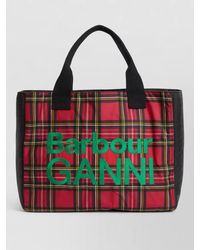 Barbour - Ganni Waxed Cotton Tote Plaid Bag - Lyst