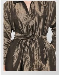 Daniela Gregis - Silk Midi Dress Belted Waist Pockets - Lyst
