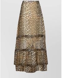 Ganni - Leopard-Print Midi A-Line Skirt - Lyst