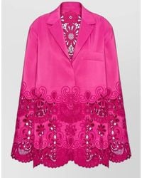 Valentino Garavani - Shirt Lace Collar Long Sleeve Openwork Hem - Lyst
