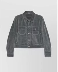 Thom Browne - Calf Leather Contrast Stitching Shirt Jacket - Lyst
