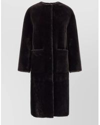 Blancha - Long Sleeve Faux Fur Coat Pockets - Lyst