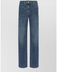 Elisabetta Franchi - High Waist Jeans Logo Embroidery - Lyst