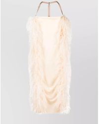 Sportmax - Feather-Detail Draped Halterneck Viscose Midi Dress - Lyst