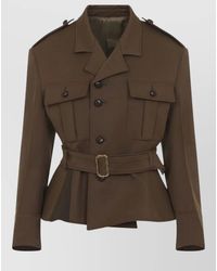 Celine - Peplum Wool Jacket Structured Shoulders Collar - Lyst