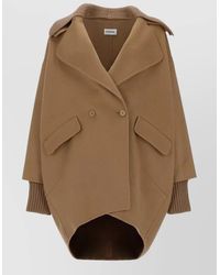 P.A.R.O.S.H. - Wool Coat Double Breasted Ribbed Collar Cuffs - Lyst