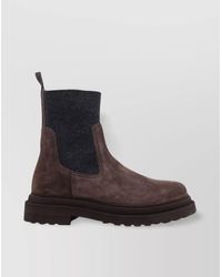 Brunello Cucinelli - Chunky Sole Suede Ankle Boots With Monili Detail - Lyst