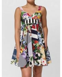 Dolce & Gabbana - Multicolor Patchwork Cotton Alinemini Dress - Lyst