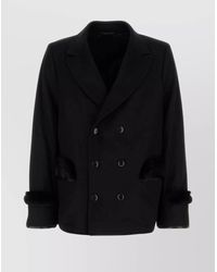 Random Identities - Wool Blend Coat Fur Trim - Lyst