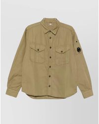 C.P. Company - Linen Cotton Blend Shirt Long Sleeves - Lyst