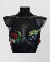 Dolce & Gabbana - Floral Print Halter Neck Bikini Top - Lyst