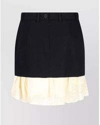 Balenciaga - Skirt Belt Loops Button Detail Lace Trim - Lyst