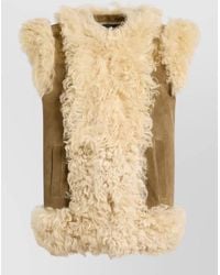 Etro - Shearling Waistcoat Peacock Embroidery Paisley Motifs - Lyst