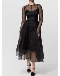 Dolce & Gabbana - Tulle Long-Sleeve Round-Neck A-Line Midi Dress - Lyst