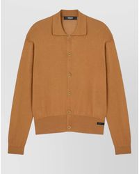 Versace - Silk And Cotton Knit Polo Cardigan - Lyst