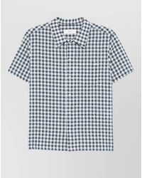 DUNST - Gingham Cotton Blend Short Sleeve Shirt - Lyst