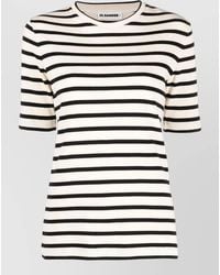Jil Sander - Striped Crew Neck Ribbed Short Sleeve Top - Lyst