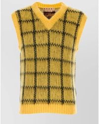 Marni - Ribbed V-Neck Embroidered Check Vest - Lyst