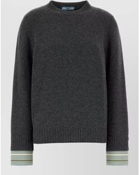 Prada - Cashmere Wool Ribbed Crewneck Jumper - Lyst