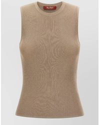 Max Mara - Metallic Ribbed Sleeveless Knitted Top - Lyst