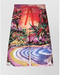 Dolce & Gabbana - Cotton Graphic-Print Mid-Rise Wide-Leg Bermuda Shorts - Lyst