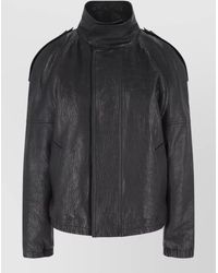 Saint Laurent - Leather High-Neck Oversized Jacket - Lyst
