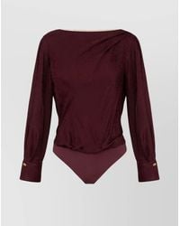Elisabetta Franchi - Draped Back Long Sleeves Tops With Chain Detail - Lyst